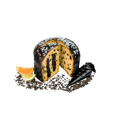 LINEA LATTA PANETTONE AGLI AGRUMI CON CIOCCOLATO DI MODICA IGP E CREMA DI CIOCCOLATO DI MODICA AGLI AGRUMI IN SAC A POCHE