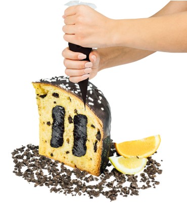 LINEA LATTA PANETTONE AGLI AGRUMI CON CIOCCOLATO DI MODICA IGP E CREMA DI CIOCCOLATO DI MODICA AGLI AGRUMI IN SAC A POCHE